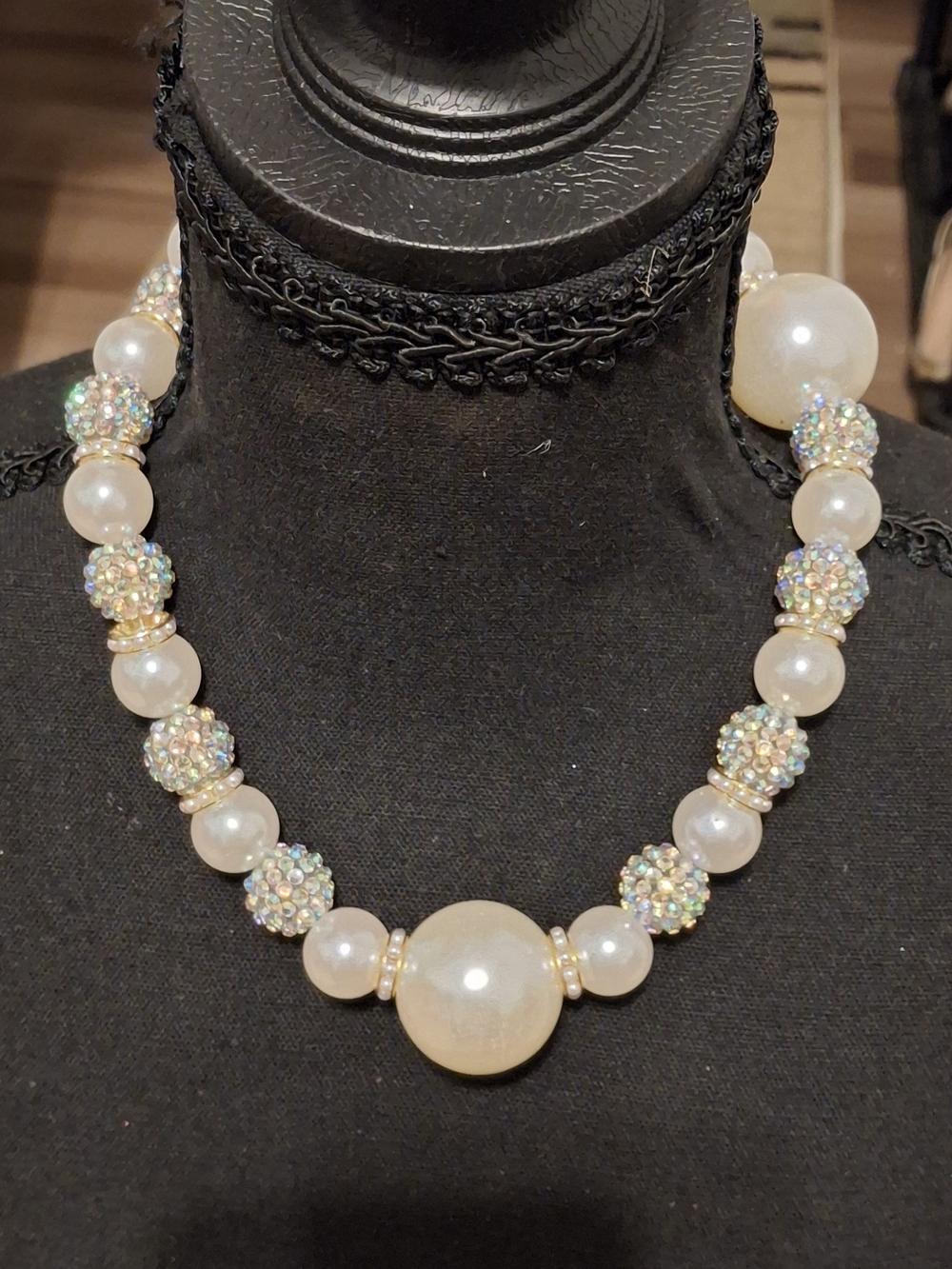 Pearl and Aurora Crystal Statement Necklace - Women Jewelry